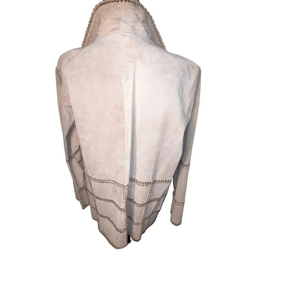 Outbrook Woman,1X tan embroidered leather tassel tie front long sleeve jacket
￼ - Picture 12 of 16